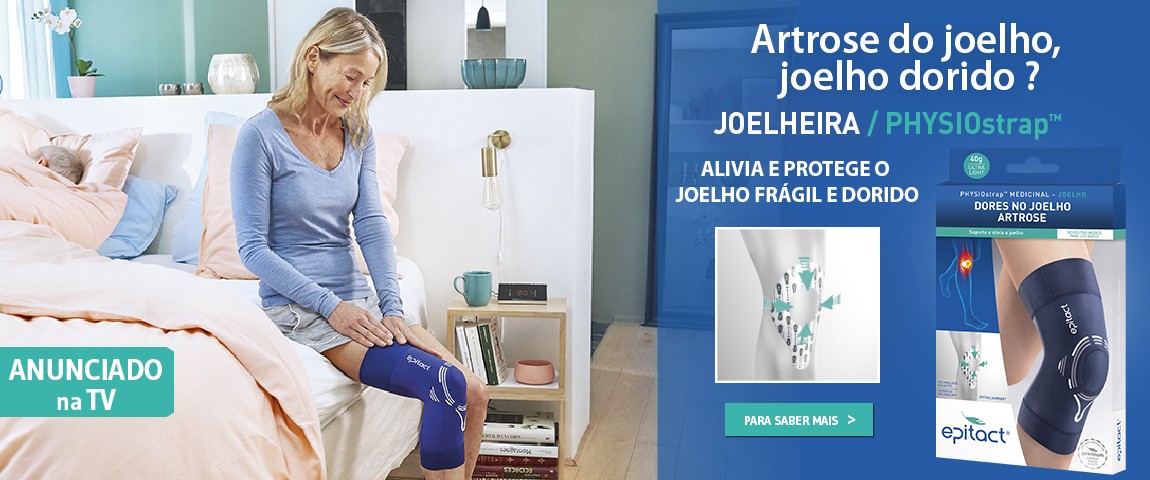 PHYSIOstrapTM com EPITHELIUMFLEX® ajuda a aliviar a dor e a tornar mais estáveis os joelhos fragilizados.
